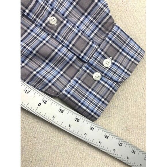 Brooks Brothers XXL Non-Iron Plaid Supima Cotton Long-Sleeve Shirt Gray / Blue - Picture 9 of 10